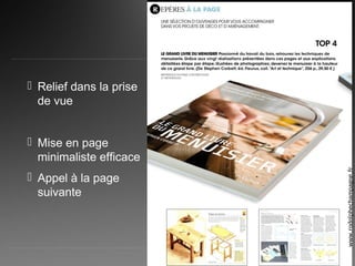  Relief dans la prise
de vue
 Mise en page
minimaliste efficace
 Appel à la page
suivante
www.rodolphechampagne.fr
 