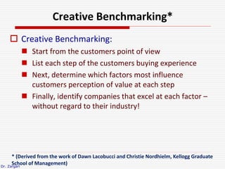 Dr. Zargari
Creative Benchmarking*
 Creative Benchmarking:
 Start from the customers point of view
 List each step of t...