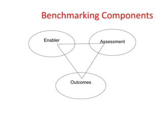 Benchmarking Components
Enabler Assessment
Outcomes
 