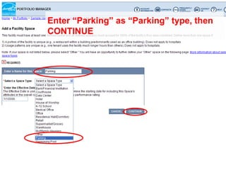Enter “Parking” as “Parking” type, then
CONTINUE




            183
                                          183
 