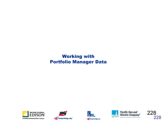Working with
Portfolio Manager Data




                         228
        228
                           228
 