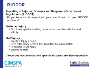 Examples Of Riddor Benchmarking risk againt national data | PDF