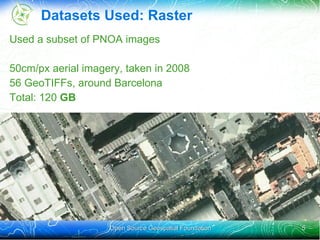 Benchmarking History 4th  FOSS4G benchmarking exercise. Past exercises included: FOSS4G 2007: Refractions Research run and published the first comparison with the help of GeoServer and MapServer developers. Focus on big shapefiles, postgis, minimal styling 