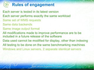 FOSS4G 2008: OpenGeo run - published the second comparison with some review from the MapServer developers. Focus on simple thematic mapping, raster data access, WFS and tile caching (Justin Deoliveira & Andrea Aime) 
