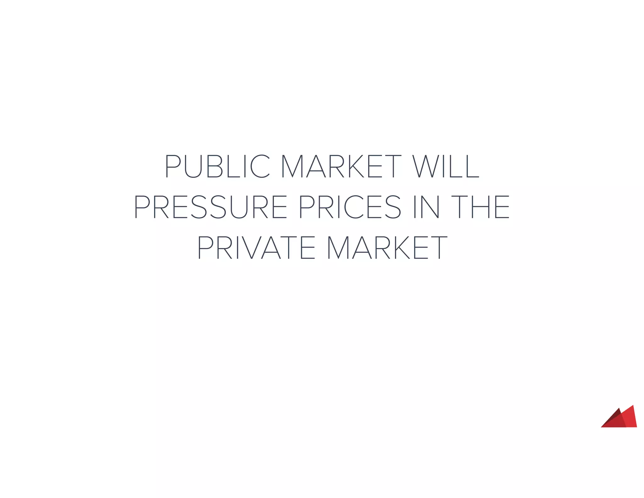 PUBLIC MARKET WILL
PRESSURE PRICES IN THE
PRIVATE MARKET
 