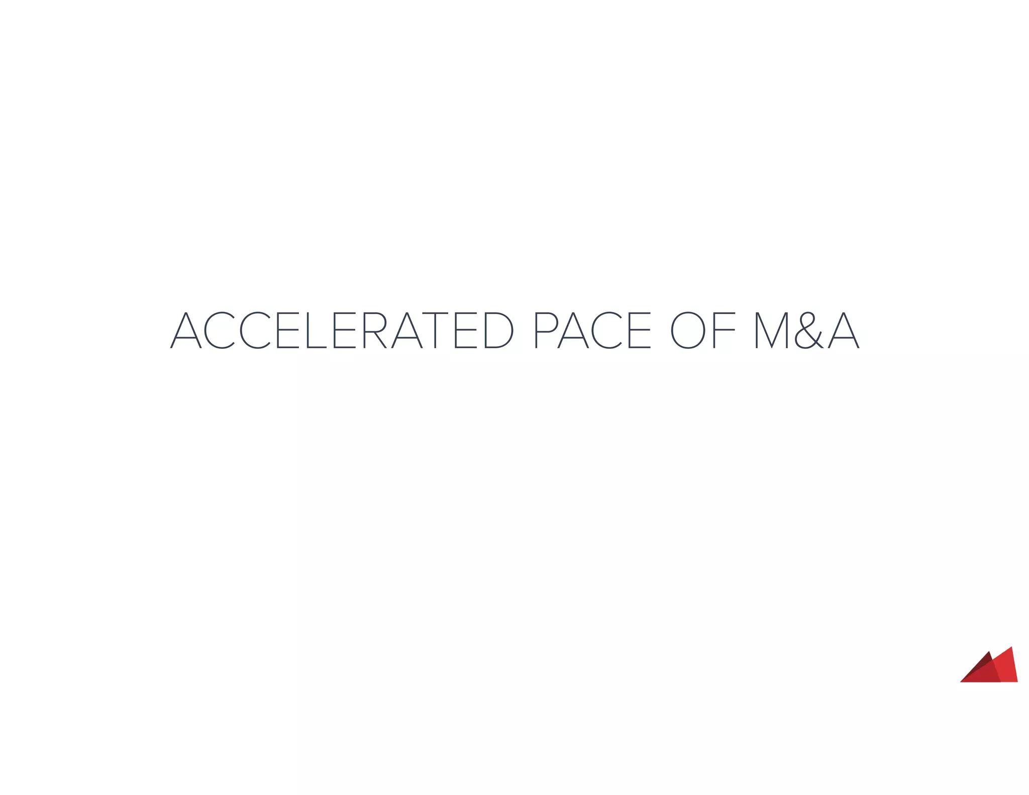 ACCELERATED PACE OF M&A
 