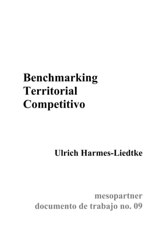 Benchmarking
Territorial
Competitivo



     Ulrich Harmes-Liedtke



               mesopartner
 documento de trabajo no. 09
 