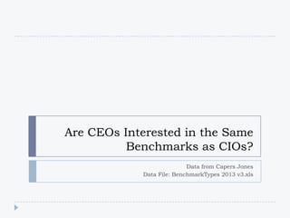 Are CEOs Interested in the Same
Benchmarks as CIOs?
An Analysis Based on Data from Capers Jones (2013)
 