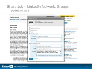 5Recruiting Solutions 5
Share Job – LinkedIn Network, Groups,
Indiviuduals
 
