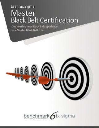 Designed to help Black Belts graduate
to a Master Black Belt role.
BlackBeltCertiﬁcation
Master
LeanSixSigma
BlackBeltCertiﬁcation
Master
LeanSixSigma
Inspiring Minds, Facilitating Excellence
 