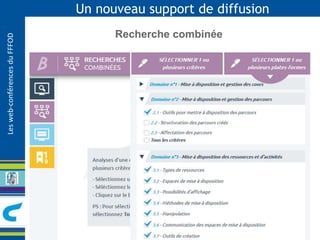 Les web-conférences du FFFOD 
Un nouveau support de diffusion 
Recherche combinée 
 