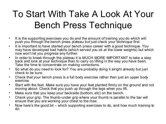 Bench Press Plateau Busters