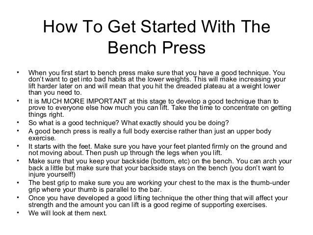 Bench Press Workout Chart