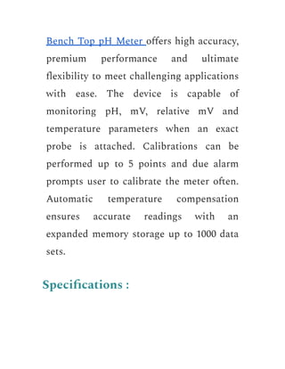 Bench Top pH Meter | PDF