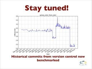 Stay tuned!




Historical commits from version control now
               benchmarked
 