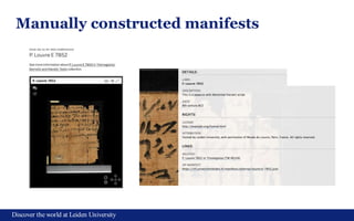 Discover the world at Leiden University
14
Manually constructed manifests
 