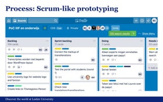 Discover the world at Leiden University
Process: Scrum-like prototyping
 
