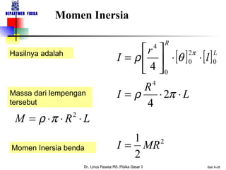 Momen Inersia Hasilnya adalah Massa dari lempengan tersebut Momen Inersia benda 