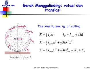 Gerak Menggelinding: rotasi dan translasi The kinetic energy of rolling 