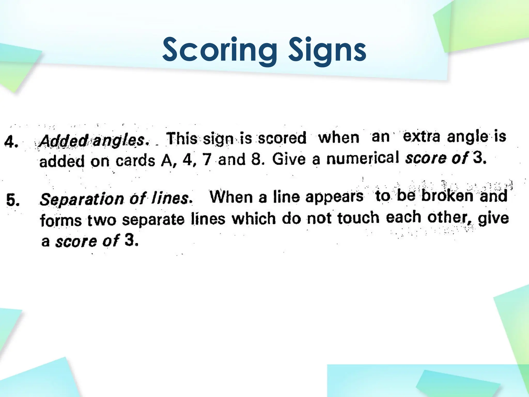 Scoring Signs
 