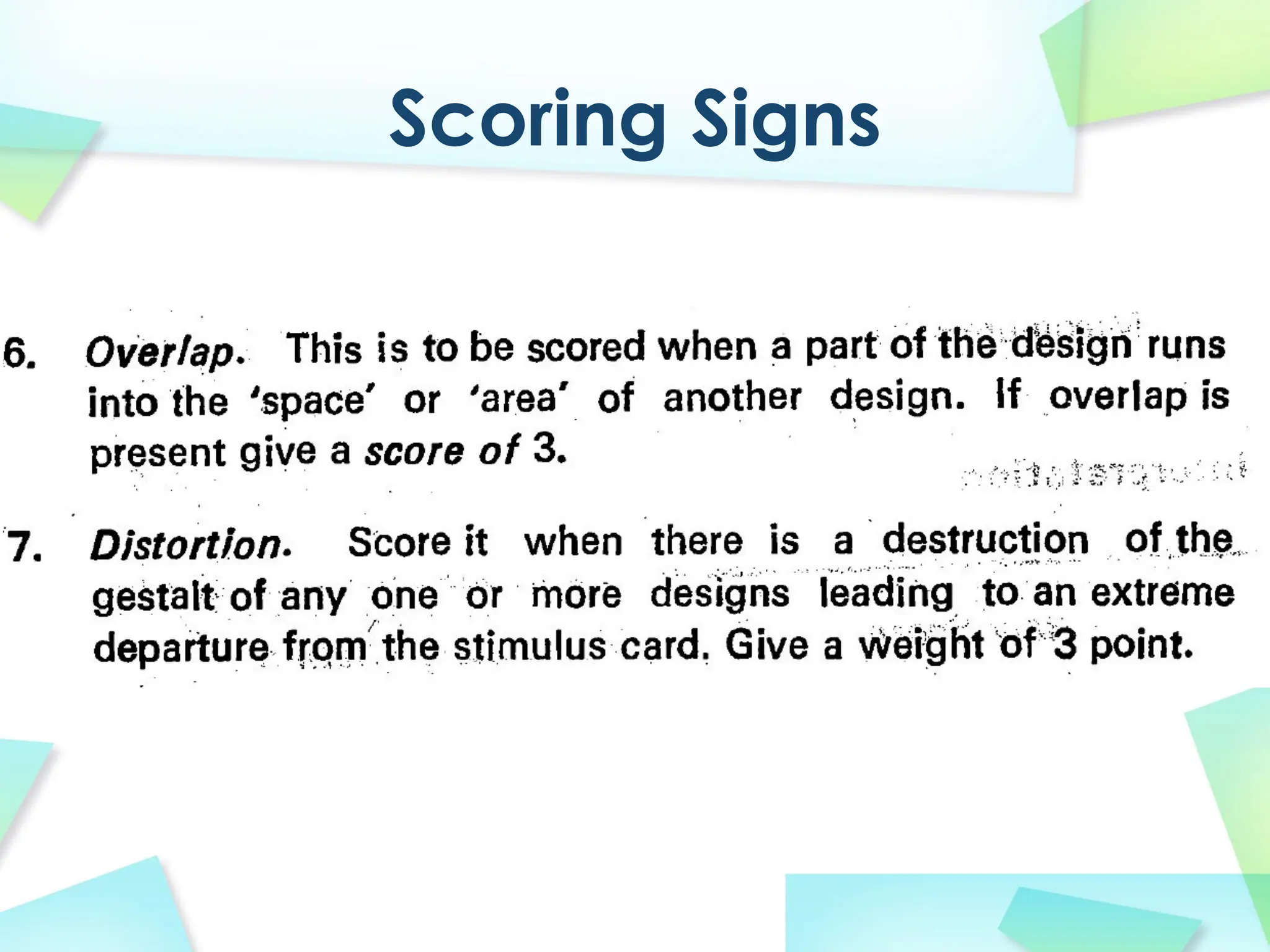 Scoring Signs
 