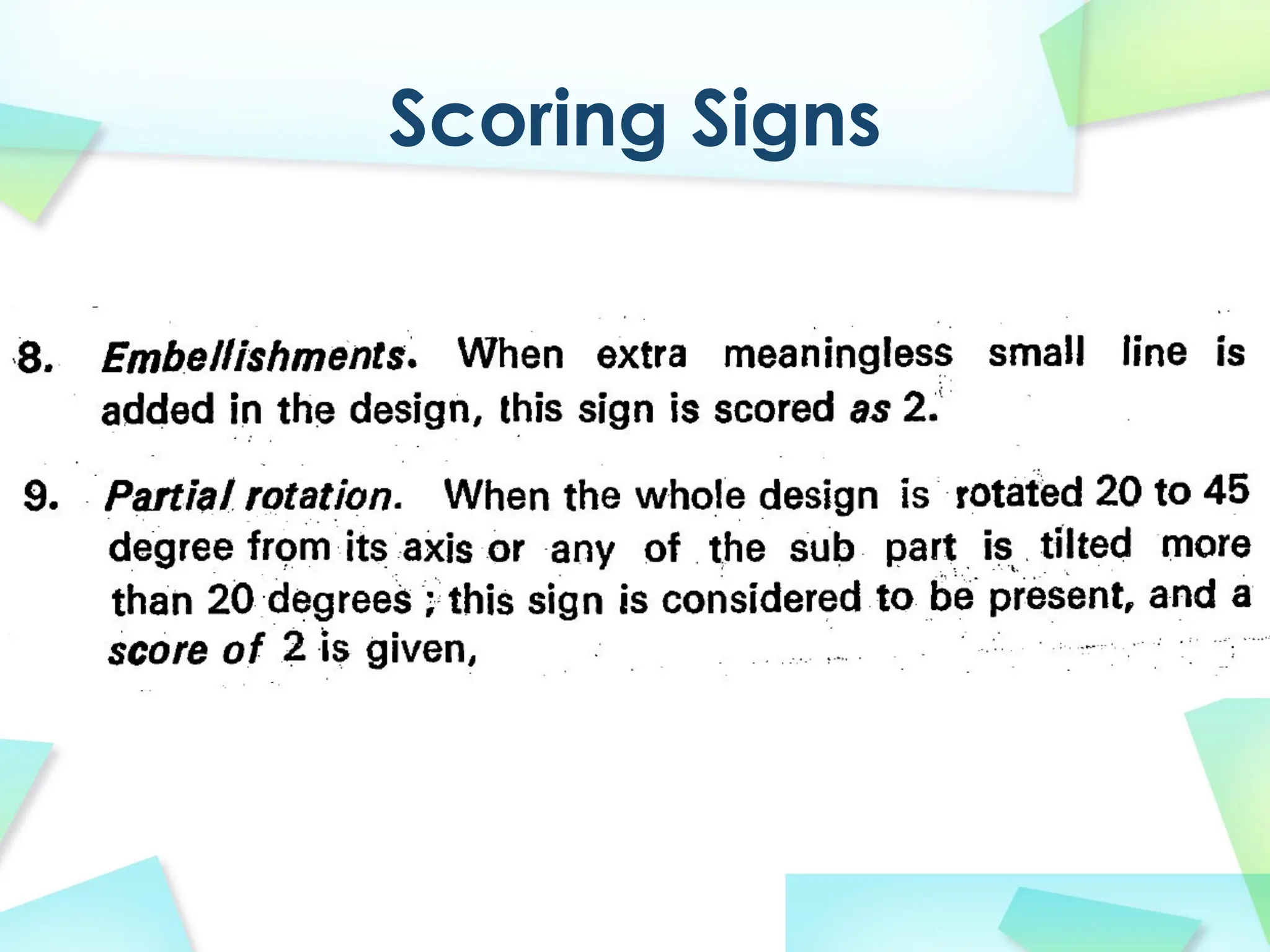 Scoring Signs
 