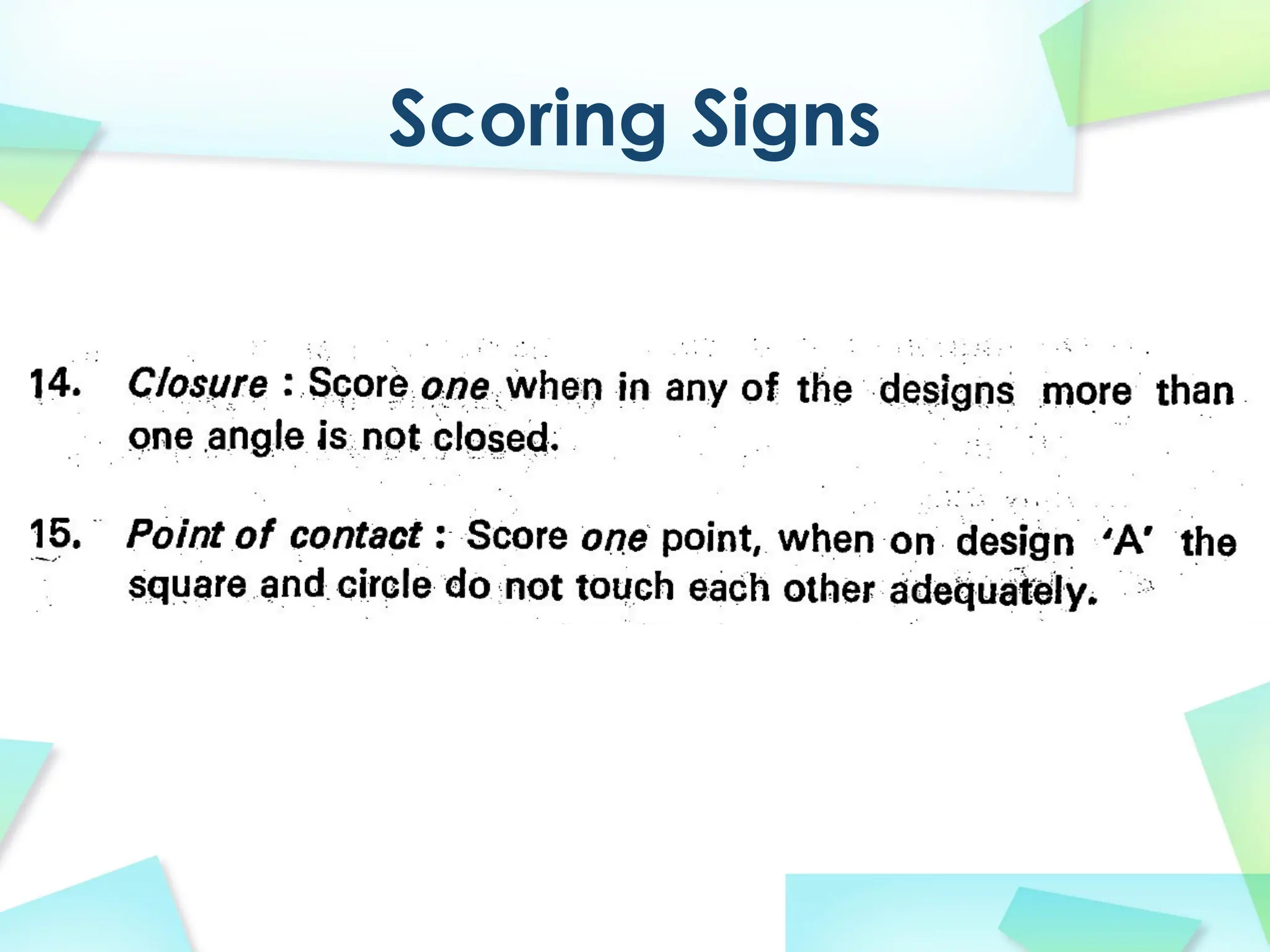 Scoring Signs
 