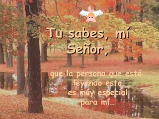 que la persona que está leyendo esto es muy especial para mí… Tu sabes, mí Señor,