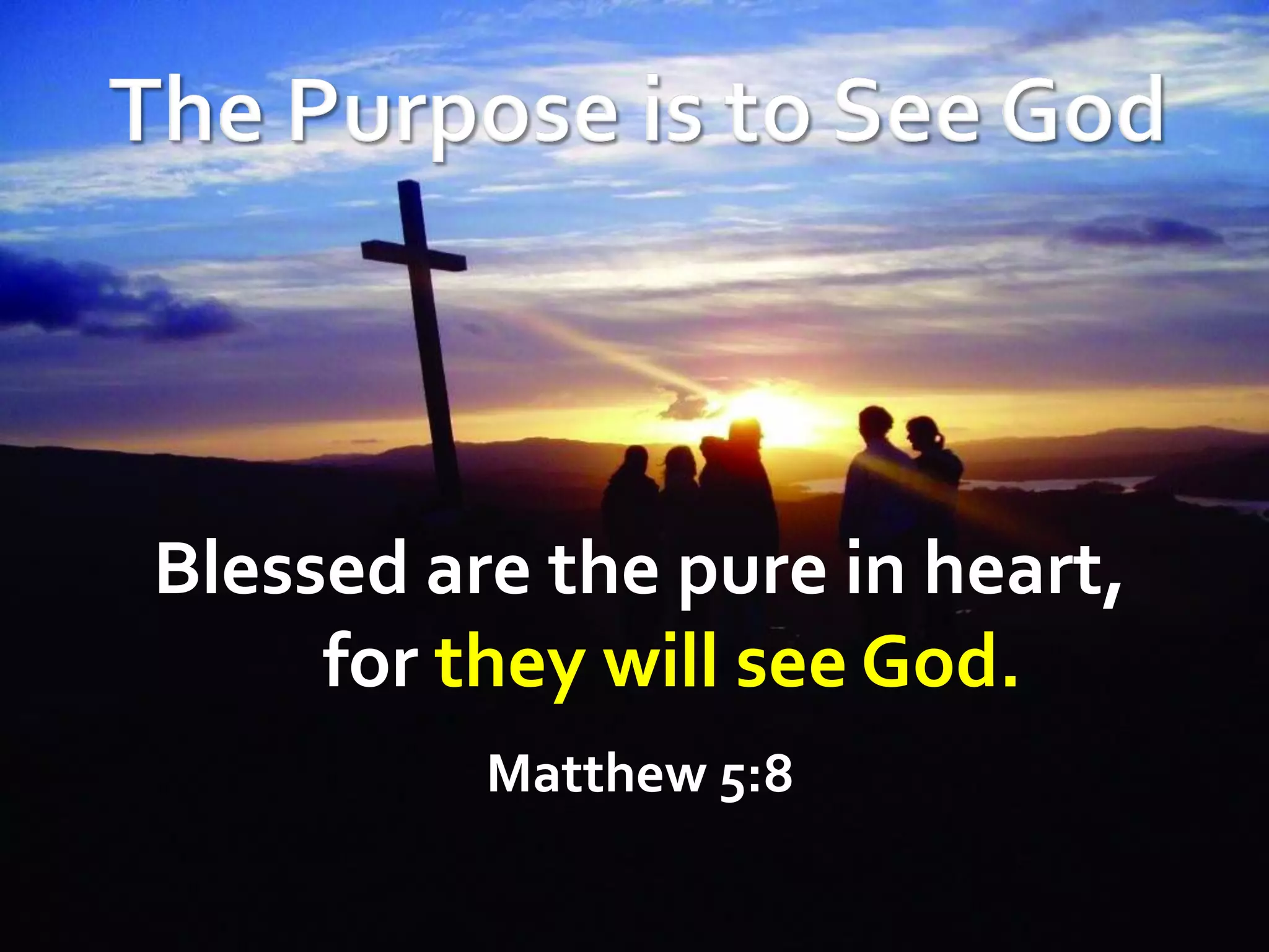 Blessed are the pure in heart,
for they will see God.
Matthew 5:8

 