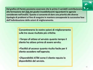16
Dal grafico di Pareto possiamo osservare che le prime 3 variabili contribuiscono
alla formazione del 75% dei giudizi in...