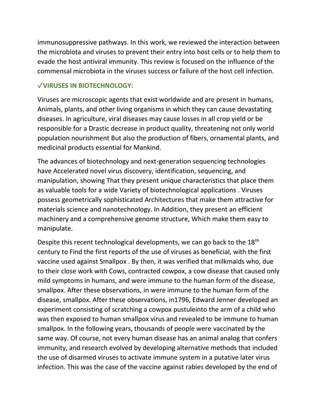 Beneficial role of viruses. Notes in pdf | PDF