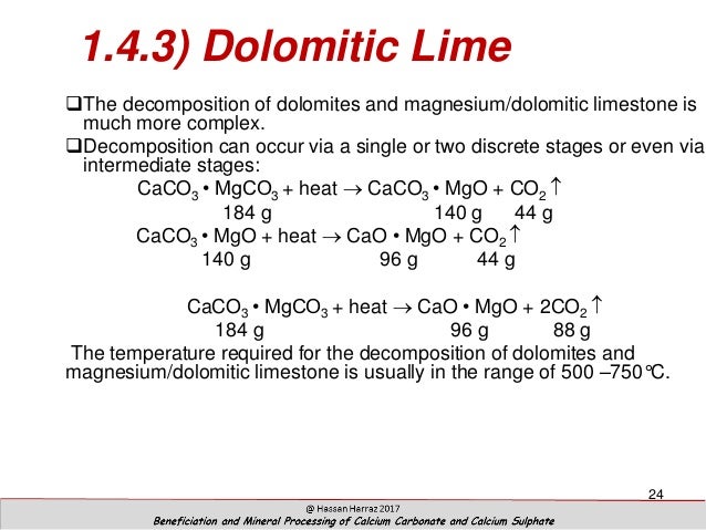 calcium carbonate of decomposition of and Calcium and Processing Calciumâ¦ Beneficiation Mineral Carbonate