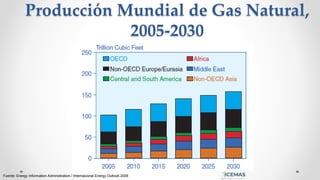 Producción Mundial de Gas Natural,
2005-2030
Fuente: Energy Information Administration / Internacional Energy Outlook 2008
 