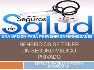 BENEFICIOS DE TENER
UN SEGURO MEDICO
PRIVADO
ESTRUCTURA DE LA EXPOSION
INFORMATIVA
 