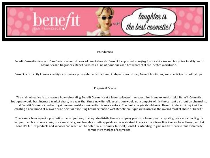 benefit cosmetics sle market research project benefit cosmetics sle market research project