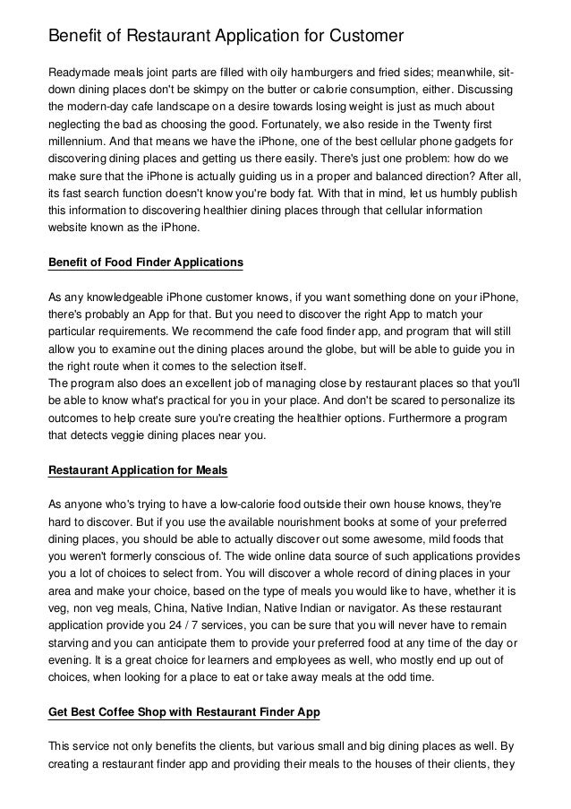 restaurant application