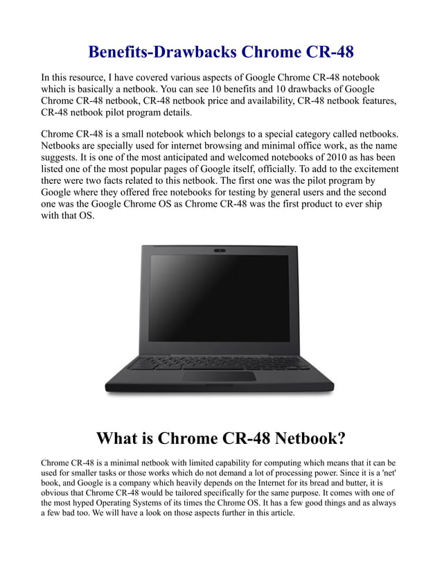 Benefits drawbacks chrome cr48 PDF
