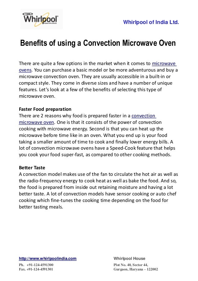 Benefits of using a Convection Microwave Oven