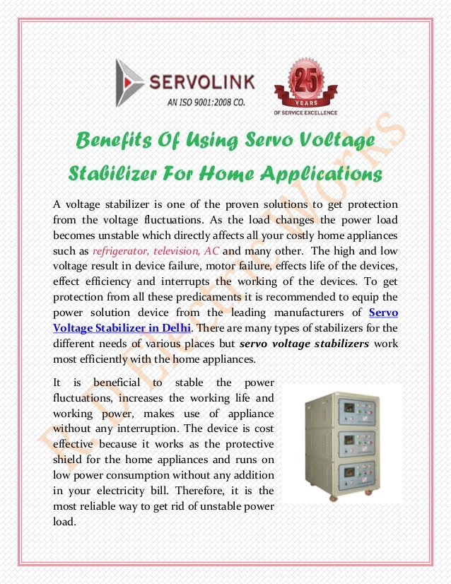 Benefits Of Using Servo Voltage Stabilizer For Home Applications