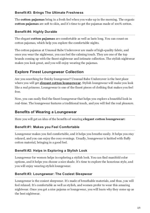 Benefits of Wearing a Cotton Pajama and Loungewear