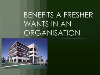 BENEFITS A FRESHER WANTS IN AN ORGANISATION 