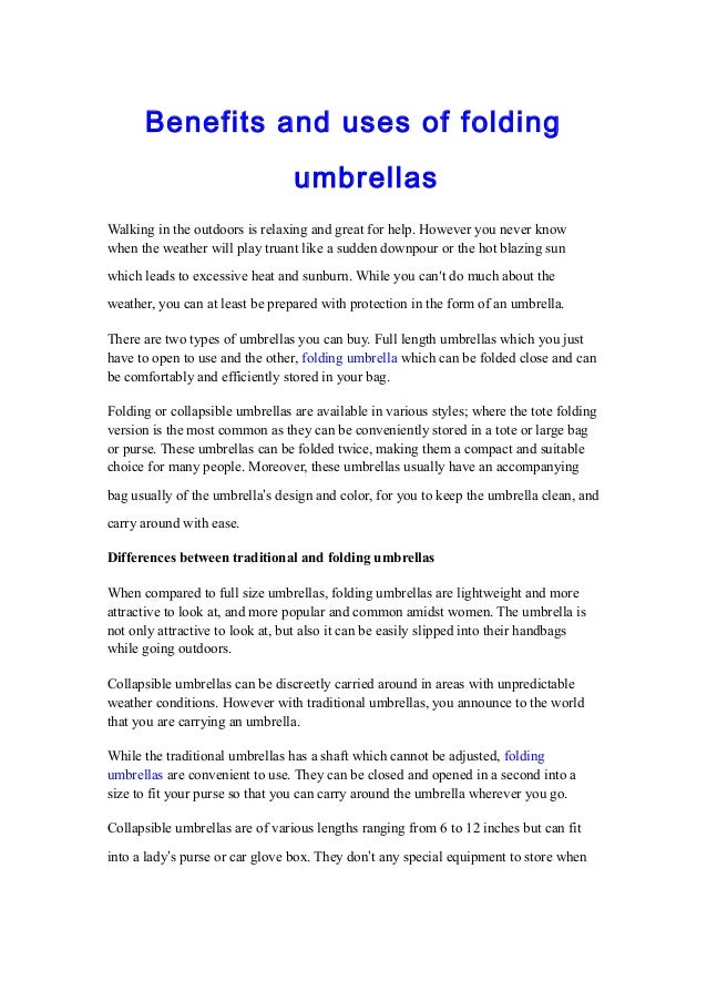Benefits and uses of folding umbrellas