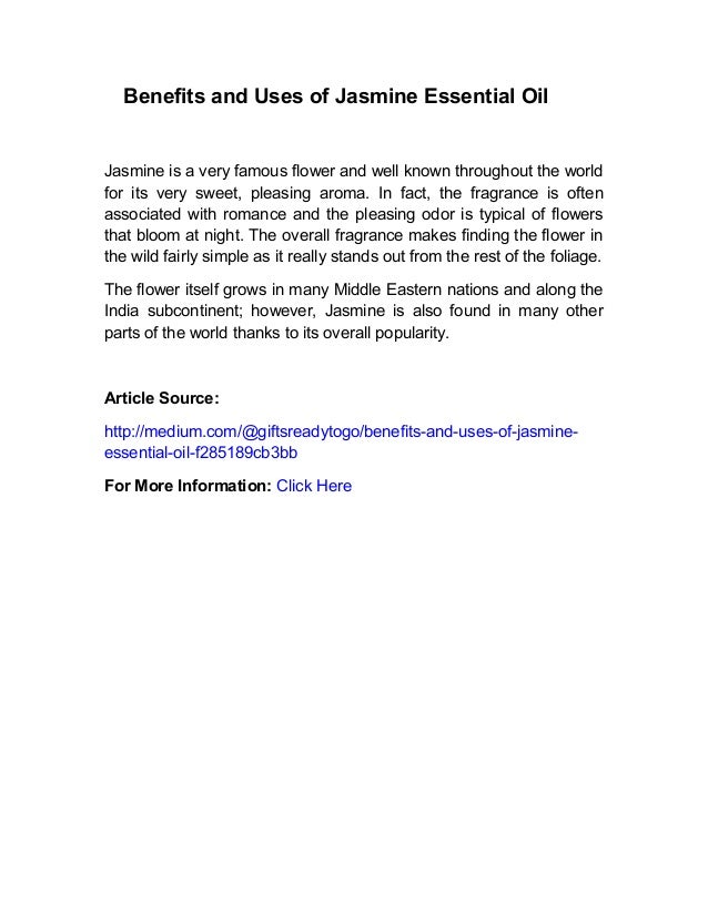 Benefits and uses of jasmine essential oil