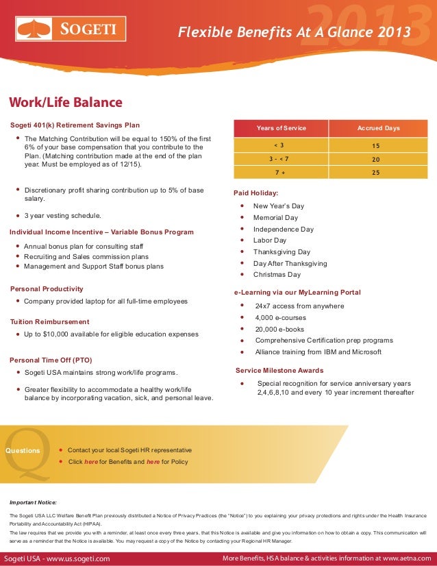 Benefits at a glance 2013