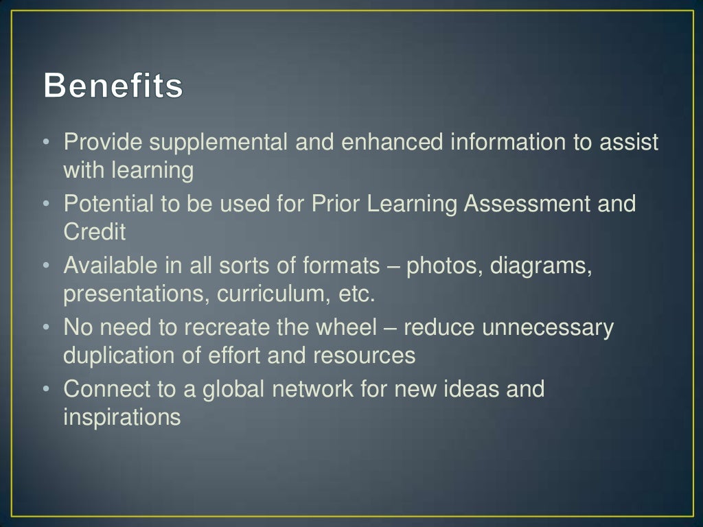 Benefits & challenges of using open educational resources