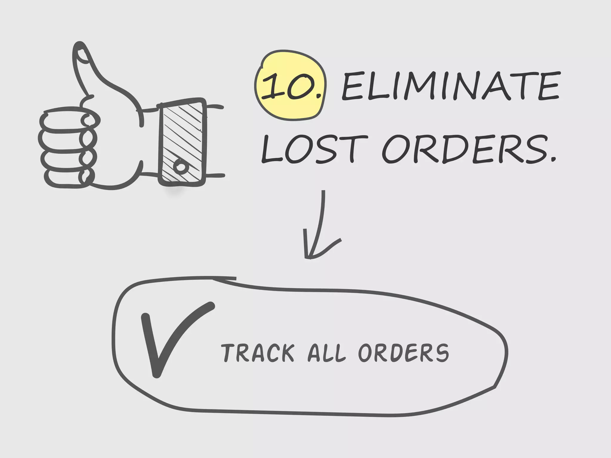 10. ELIMINATE
LOST ORDERS.
Track all orders