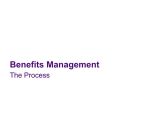 Benefits Management
The Process
 