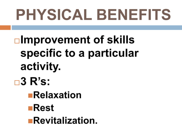 Benefits of active recreational activities & sports | PPTX | Mental ...