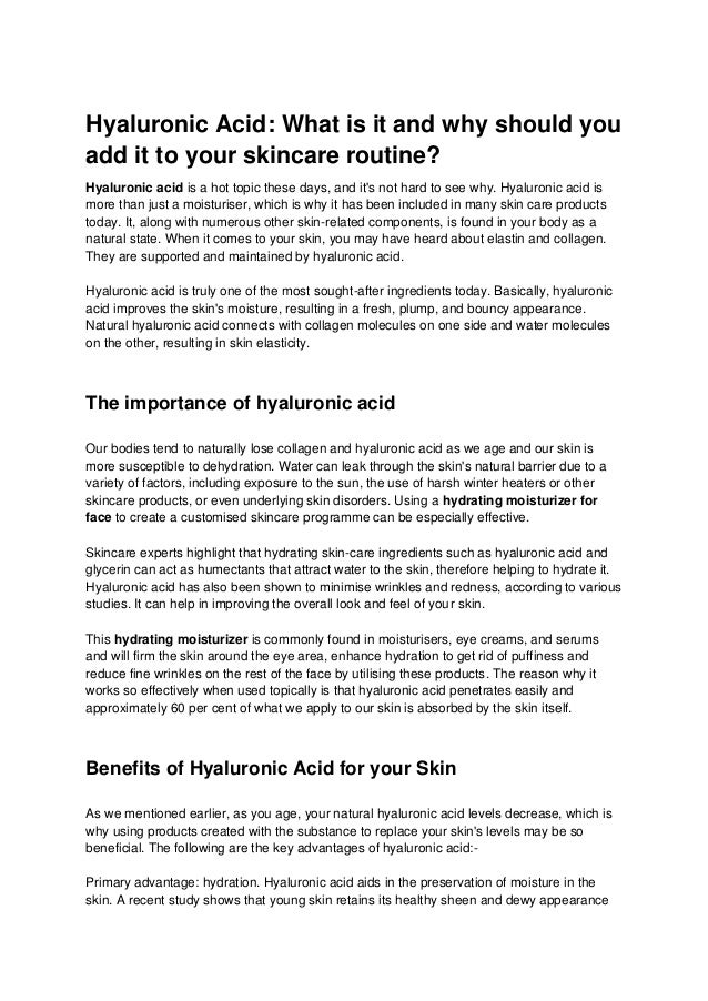 Benefits of Adding Hyaluronic Acid to your Skincare Routine