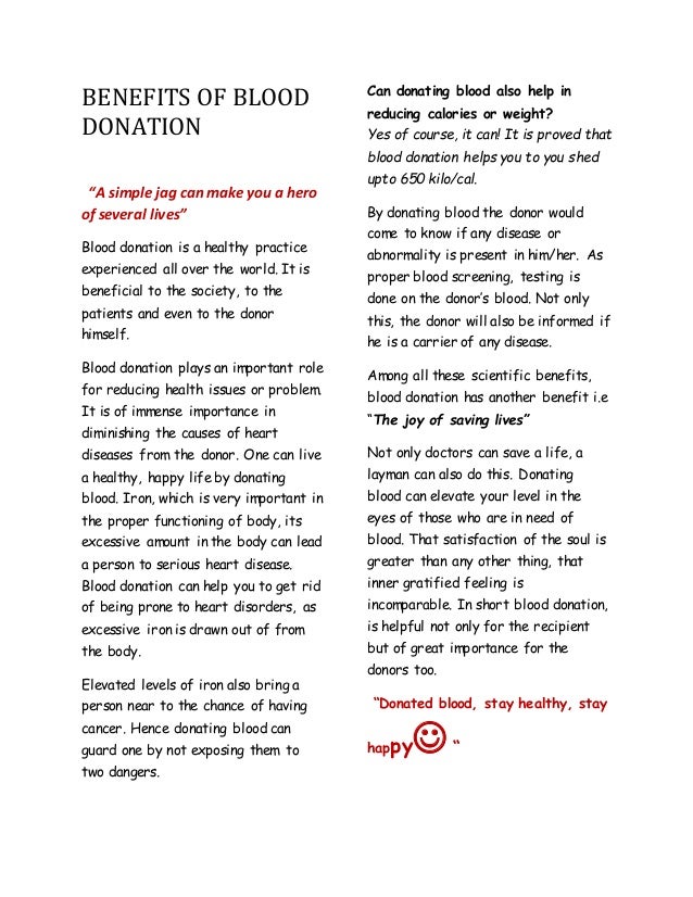 Benefits Of Blood Donation Final Article